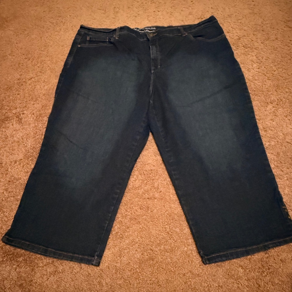 Gloria Vanderbilt Amanda Slimming Capri Jeans Dark Wash Blue Denim Womens 20W